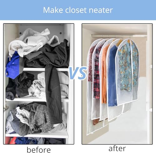Dress Bags for Gowns Long - Foldable, 65" Clear Garment Bags for Closet Storage and Travel 24"x65"/ 4 Pack