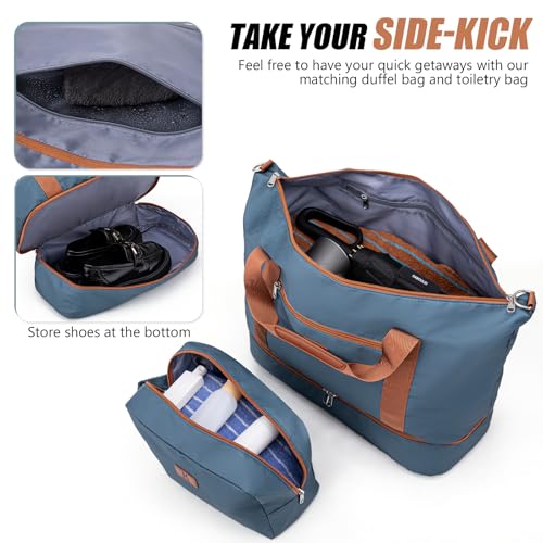 KUNEL Expandable 5 Piece Luggage Sets with Detachable Spinner Wheels and TSA Lock, Unisex Hardside ABS Suitcase Set, Hardshell Lightweight Waterproof Travel Hard Case Suitcases with Wheels, Iceblue