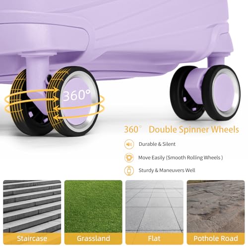 LARVENDER Carry On Luggage 22x14x9 Airline Approved, 20 Inch Hardshell & Lightweight PP Carry On Suitcase for Women with Spinner Wheels TSA Lock, Lavender