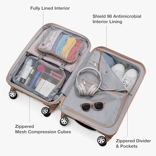 Traveler's Choice Pagosa Hardshell Expandable Luggage with Spinner Wheels, Latte Beige, 2-Piece Set (22/27)