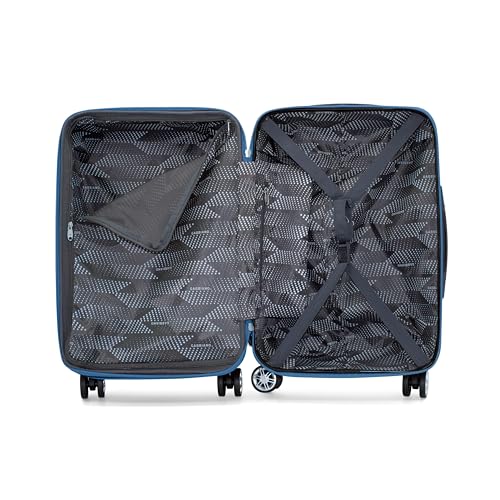 Gabbiano Bravo Expandable Hardside Suitcases with Spinner Wheels, Rolling Travel Bag Bundle, Lightweight ABS Hardshell, 3-Piece Hardside Luggage Set (Metallic Blue, Carry-On 21")