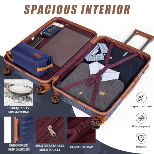 Cosbarn Luggage Sets 5 Piece Suitcases with Wheels, Suitcase Sets ABS Hard Case Luggage with TSA Lock Durable Carry-on Luggage with Spinner Wheels Travel Suitcase for Men Women
