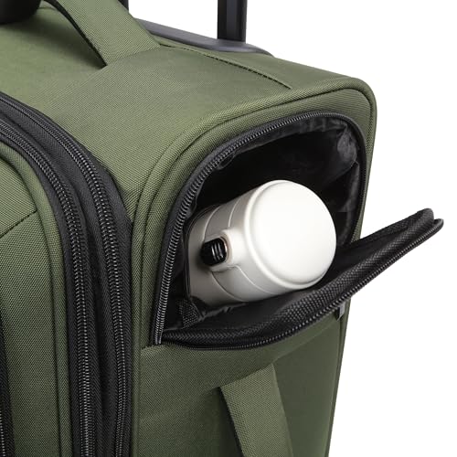 Kenneth Cole REACTION The Venturer 20-Inch Carry-On Lightweight Durable Softside 8-Wheel Spinner Cabin Size Luggage, Olive