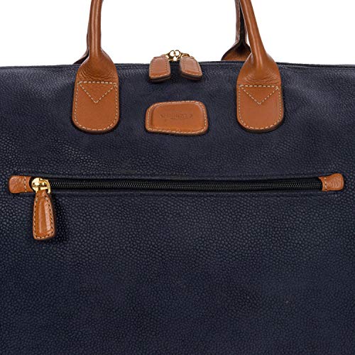 Bric's LIFE Cargo Duffel Bag, Luxury Travel Weekender with Water-Resistant Faux Suede and Leather Details – 22 Inch, Blue