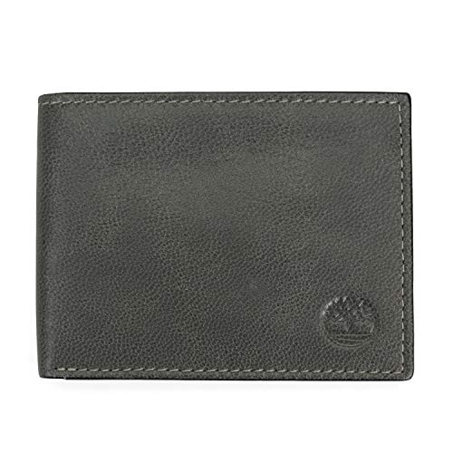 Timberland Men's RFID Blocking Wallet – Genuine Leather Passcase with Removable ID Holder, 6 Card Slots, 2 Billfold Pockets, Slim Design, Charcoal, One Size