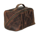 KomalC Luxury Leather Men’s Toiletry Travel Bag – Handmade Shaving Kit with Waterproof Interior, Spacious Storage & Carry Handle – leather travel Kit Bag for Men & Women (Dark Brown)