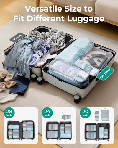 BAGSMART 6 Set Compression Packing Cubes for Travel, Lightweight Luggage Organizer Bags, Durable Space Saver Bags Travel Essentials