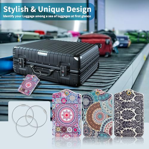 Fishent Luggage Tag, 3 Pack Travel Cruise Luggage Tags for Suitcases, Cute Suitcase Tags Identifiers Bag Tags with Privacy Flap, Baggage Name Tag for Women Men Luggage Backpack Handbag School Bag
