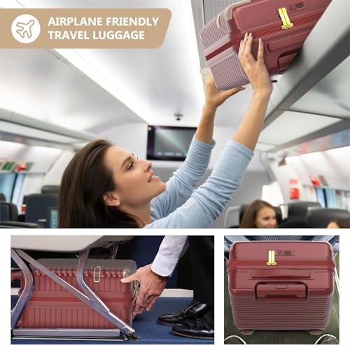 Joyway Carry on Luggage With Removable Spinner Wheels & Built-In TSA Lock, Carry on Suitcase Hard 18 Inch (Rose Red)