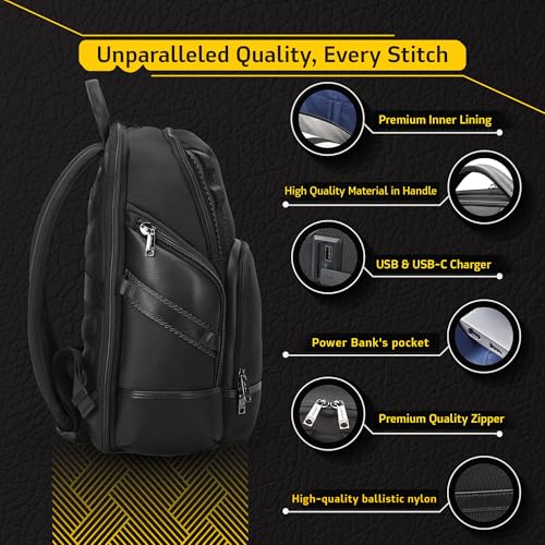 LENZN Laptop Business Backpack for Men & Women, Work Backpack Fits15.6 Inch, Premium Quality Travel Bag with USB Charging Port, Water-Resistant, Durable Nylon, Computer Bookbag with Multiple Pockets