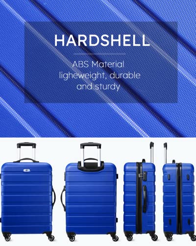 Suitour Luggage 3 Piece Sets Hard Shell Luggage Set with Spinner Wheels, TSA Lock, 20 24 28 inch Travel Suitcase Sets, Bright Blue