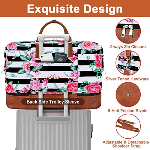 Travel Weekender Bag for Women, Overnight Bag with Shoe Compartment Oversized Travel Duffel Bag Carry On Tote 21"
