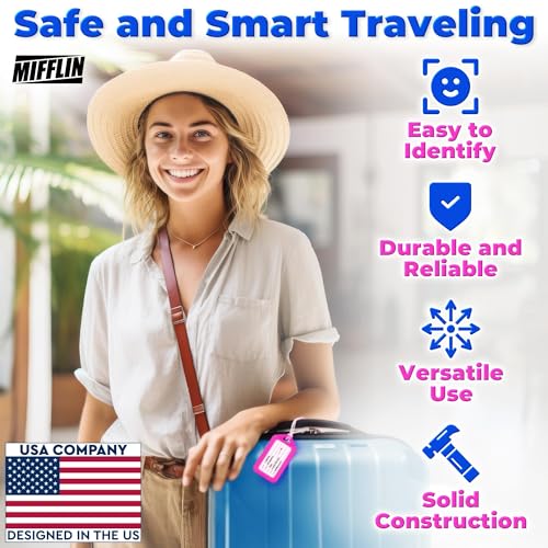 Mifflin-USA Luggage Tags (Assorted, 6 PK), Bag Tag for Baggage, Suitcase Tags Bulk