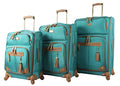 Steve Madden Designer Luggage Collection - 3 Piece Softside Expandable Lightweight Spinner Suitcase Set - Travel Set Includes 20 Inch Carry on, 24 Inch & 28-Inch Checked Suitcases, Harlo Teal Blue,