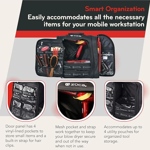 Zuca Artist Backpack - Black, Durable & Spill-Resistant Professional MakeUp Artist Bag, Dual Vinyl-Lined Pouches for Secure, Organized MakeUp Supply Storage