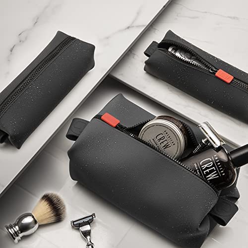 TOOLETRIES The Koby Dopp Kit, Premium Silicone Toiletry Bag for Men, Compact Leak-Resistant Travel Organizer with Heavy-Duty Zipper, Easy-to-Clean Grooming Bag – Original 10” x 6” x 6”, Charcoal