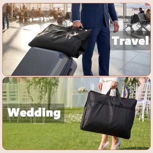 PUPILLEMON 43" Garment Bag for Travel, Heavy Duty Suit Bag with Zipper Pocket, Hanging Bags for Clothes, Dresses, Coats, Shoes (Black, 2 Packs)