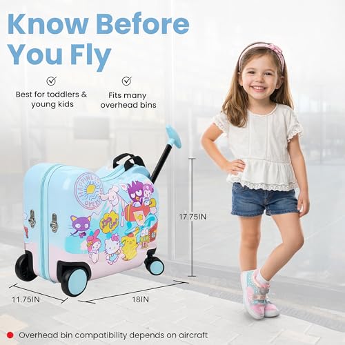 Bioworld Hello Kitty & Friends Ride-On 18" Suitcase For Kids & Toddlers