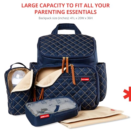 Skip Hop Diaper Bag Backpack: Forma, Multi-Function Baby Travel Bag with Changing Pad & Stroller Attachment, Navy