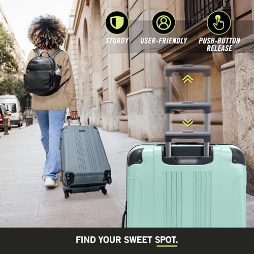 Kenneth Cole REACTION Out of Bounds Lightweight Hardshell 4-Wheel Spinner Luggage, Mint Blue, 2-Piece Set (20" & 28")