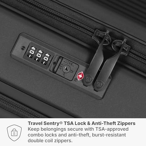 Traveler's Choice Novia Top Opening Expandable Polycarbonate Luggage with Spinner Wheels, Black, 25-Inch Medium