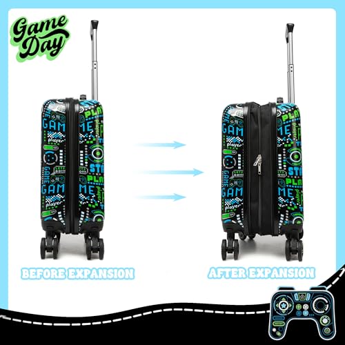 Homskiii Kid's Luggage Set 5 Piece Suitcase Set 16" Hardside Luggage with Spinner Wheels Boys Carry on Toddler Travel Rolling Luggage Airline Approved