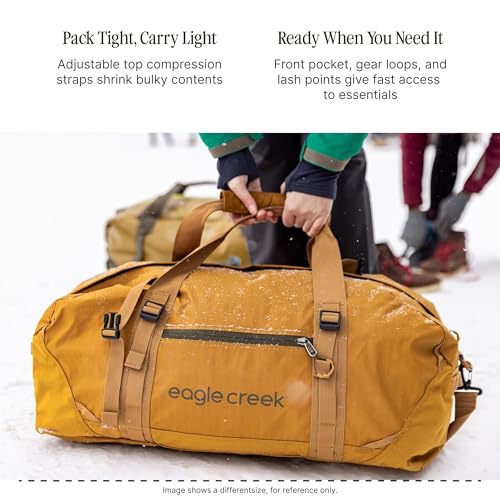 Eagle Creek No Matter What Duffel Bag - Eco Friendly Duffel for Sustainable Travel - Adjustable Shoulder Strap - Multiple Carry Options - Easy to Store - Safari Brown - 60L