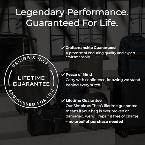 Briggs & Riley Essential 22" Carry On Expandable Spinner - Luggage for Travel, Suitcases with Wheels, Softside Rolling Bag for Men & Women, Self-Repairing Zipper - Baseline Collection, Navy