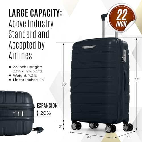 Gabbiano Unbreakable Hardshell PP Luggage Set Extra Large with 8 Wheels Thick Shell Multi Layer PP (Teal, Carry-On 22 Inch)