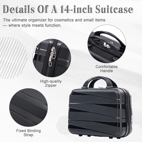 Hardside 4 Luggage Set, Lightweight Wave Suitcase with Spinner Wheels