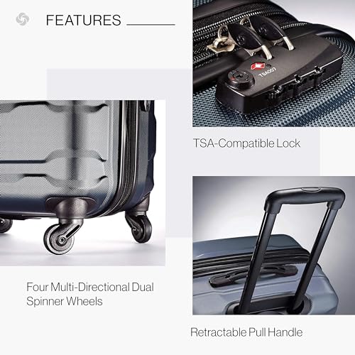 Samsonite Omni PC Hardside Expandable Luggage with Spinner Wheels, Teal, Checked-Medium 24-Inch