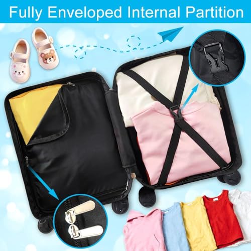 5Pcs Kids Suitcase Set for Boys, 16.5" Hardside Luggage with Spinner Wheels, Dinosaur Travel Carry on Luggage Airline Approved (Black)