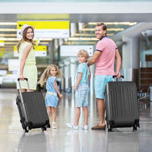 Karl home Luggage Sets 3 Piece, ABS Hardside Suitcase Set with Double Spinner Wheels & TSA Lock for Travel Business, 3-Piece Set (20/24/28), Dark Gray