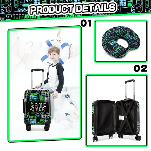Homskiii Kids Luggage Set 3 piece Kids Suitcase with Spinner Wheels 16" Childrens Luggage for Boys With Wheels Hard Shell Luggage Sets Airline Approved