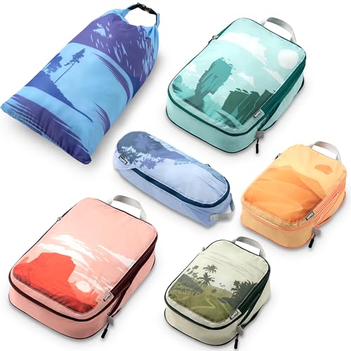 Compression Packing Cubes for Travel, 6-Piece Lightweight Packing Cubes Set for Carry-On Luggage & Backpacks – TRIPPED Travel Gear (Getaways)