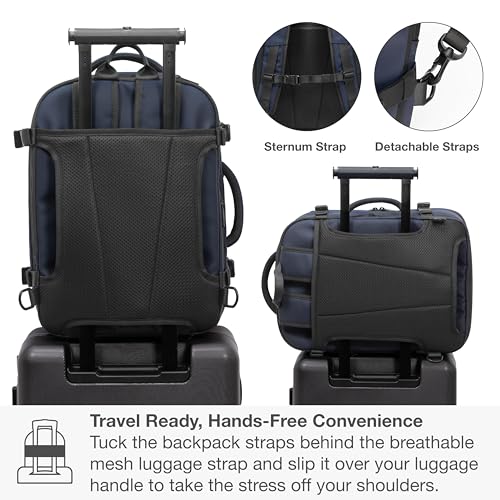 Traveler's Choice Markham 27L Backpack, Expandable, Business, Travel, Work, Office, Camping, Hunting, Fishing, Blue, Large