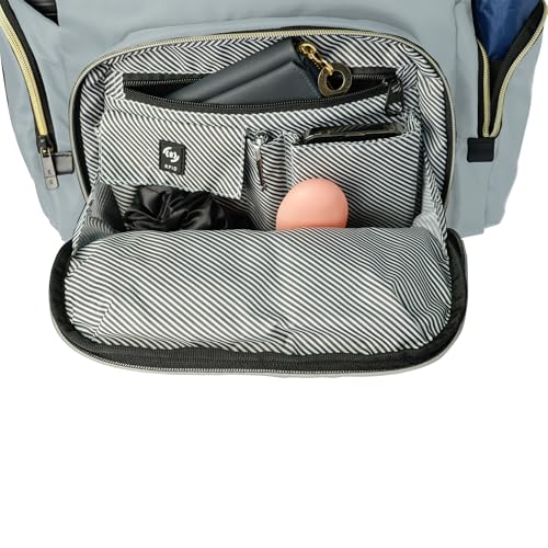 Kenneth Cole REACTION Madison Square Lightweight Hardside Chevron Expandable Spinner Luggage, Slate, 2-Piece (20" Carry On + Sophie Backpack)