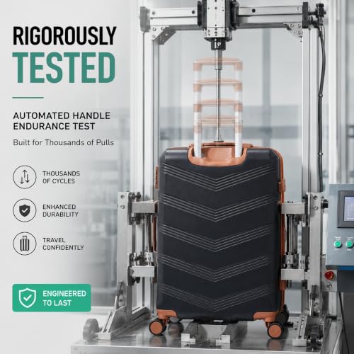 CONCEPTEN Expandable Hardshell Luggage Set 5 Piece, 22x14x9 Airline Approved Carry On, 20/24/28" Suitcase Set with TSA Lock, Spinner Wheels, ABS+PC (Black)