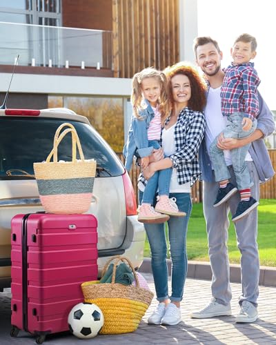 Suitour Luggage 3 Piece Sets Hard Shell Luggage Set with Spinner Wheels, TSA Lock, 20 24 28 inch Travel Suitcase Sets,Rose Red