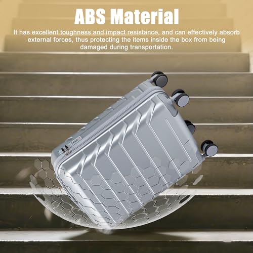Beuiosda 20-Inch Hard Shell Carry On Luggage with 360° Spinner Wheels, Carry On Luggage 22x14x9 Airline Approved with TSA Lock, Scratch Resistant Surface, Lightweight Durable Maletas De Viaje (Silver)