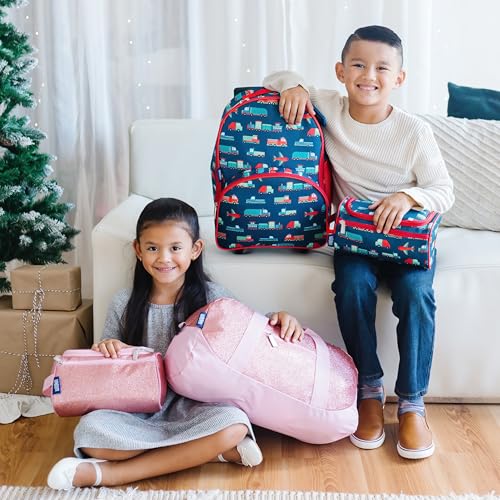 Wildkin Kids 16 Inch Rolling Luggage for Boys & Girls – Lightweight Carry-On Suitcase with Telescoping Handle & Rolling Wheels for School, Travel & Overnight Trips, Ages 3–7 – Heroes