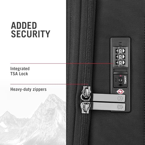 Victorinox Crosslight Large Softside Case - Large Travel Luggage with Spinner Wheels - Premium Traveling Essentials - Includes Foldable Pack Light Organizer - 106 Liter, Black