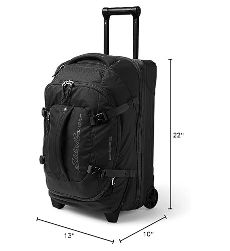 Eddie Bauer Expedition Rolling Duffel Bag with Wheels | Travel | Carry-On | Luggage | Rugged | Durable - Black, 22"