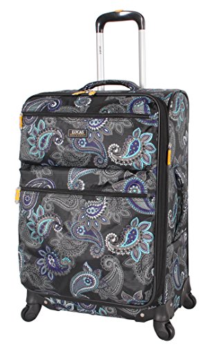 LUCAS Designer Luggage Collection - Expandable 24 Inch Softside Bag - Durable Mid-sized Ultra Lightweight Checked Suitcase with 4-Rolling Spinner Wheels (Diva)