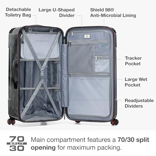 Traveler's Choice Maxporter II Polycarbonate Hardside Trunk with Spinner Wheels, Gray Camo, 31-Inch Large Trunk