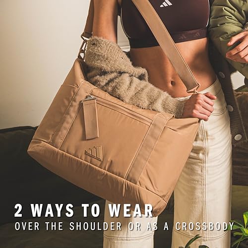 adidas All Me Tote Bag – Everyday Carryall with Crossbody Strap, Reptile Halo Silver-Grey/Grey, OSFA