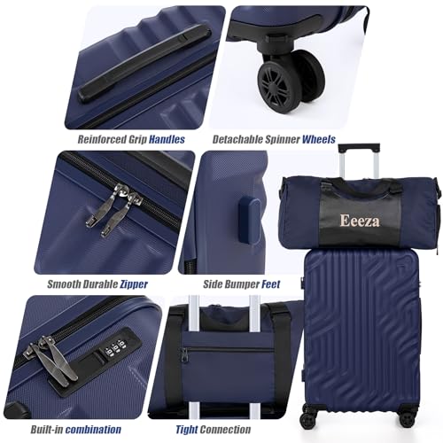 Eeeza Carry On Luggage Se t 22x14x9 Airline Approved, 3 Piece 20 Inch Lightweight ABS Hardside Suitcases with Spinner Wheels and TSA Lock