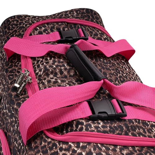 Rockland 22" Polyester Rolling Duffel Bag, Pink Leopard