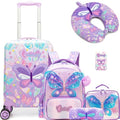 Inprof Kid’s Luggage Set 5 Piece Suitcase Set 16’’ Hardside Luggage with Spinner Wheels Girls Carry on Toddler Travel Rolling Suitcase Carry on Luggage Airline Approved
