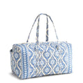 Vera Bradley Women's Premium Cotton Large Original Duffel Bag – Carry On Weekender Travel & Gym Bag – Cambridge Blues, 58L
